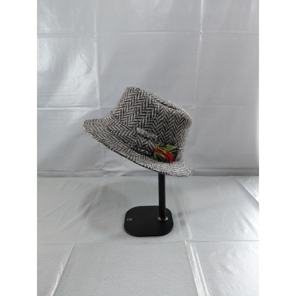 Hanna Hats Tweed Walking Hat Gray Herringbone Med Pure Wool Donnegal Ireland